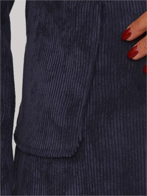 Giacca monopetto Bino Emme Marella in velluto blu a coste in DONNA