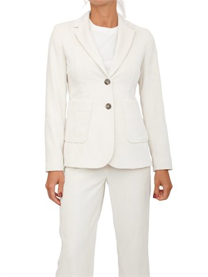 Giacca monopetto Bino Emme Marella in velluto bianco a coste in DONNA