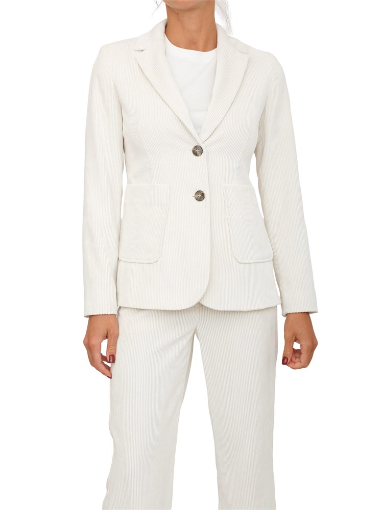 Giacca monopetto Bino Emme Marella in velluto bianco a coste