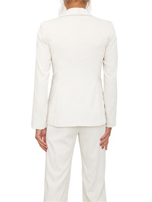Giacca monopetto Bino Emme Marella in velluto bianco a coste in DONNA