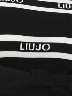 Maglia Liu Jo in misto viscosa nera motivo a righe e perle in DONNA