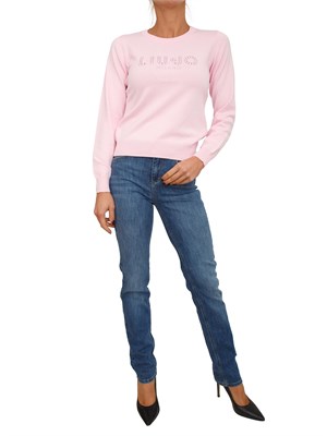 Maglia Liu Jo in misto viscosa rosa logo strass in DONNA