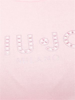 Maglia Liu Jo in misto viscosa rosa logo strass in DONNA