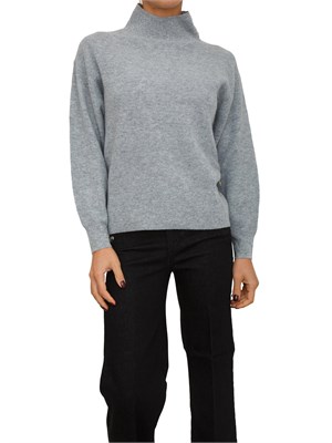 Maglia grigia Liu Jo donna in lana e cashmere con collo alto e perle in DONNA