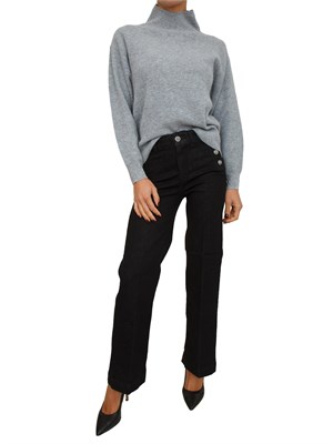 Maglia grigia Liu Jo donna in lana e cashmere con collo alto e perle in DONNA