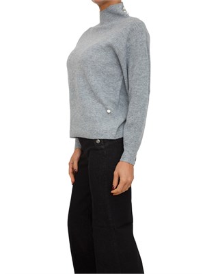 Maglia grigia Liu Jo donna in lana e cashmere con collo alto e perle in DONNA