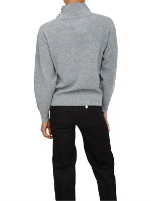 Maglia grigia Liu Jo donna in lana e cashmere con collo alto e perle in DONNA