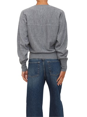 Maglia Pinko in lana merino grigia con logo a intarsio dÉvorÉ in DONNA