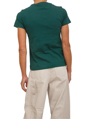 T-shirt Pinko in cotone verde con logo ricamato in DONNA