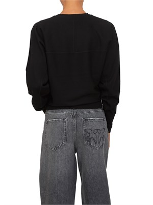 Maglia Pinko in lana merino nera con logo a intarsio dÉvorÉ in DONNA