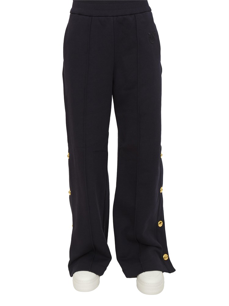Pantaloni tuta Pinko in cotone blu con bottoni dorati