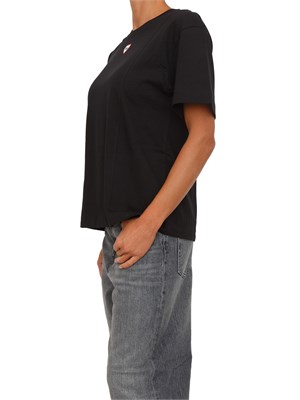 T-shirt ricamo cuore Pinko in cotone nero in DONNA