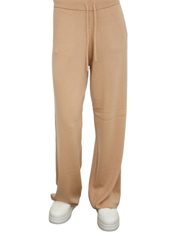 Pantaloni jogging Pinko in lana e cashmere beige cammello