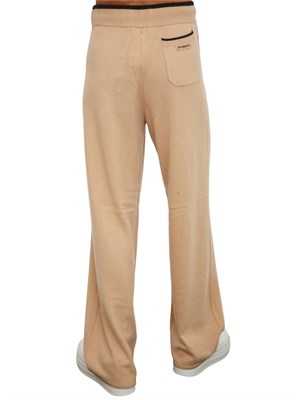 Pantaloni jogging Pinko in lana e cashmere beige cammello in DONNA