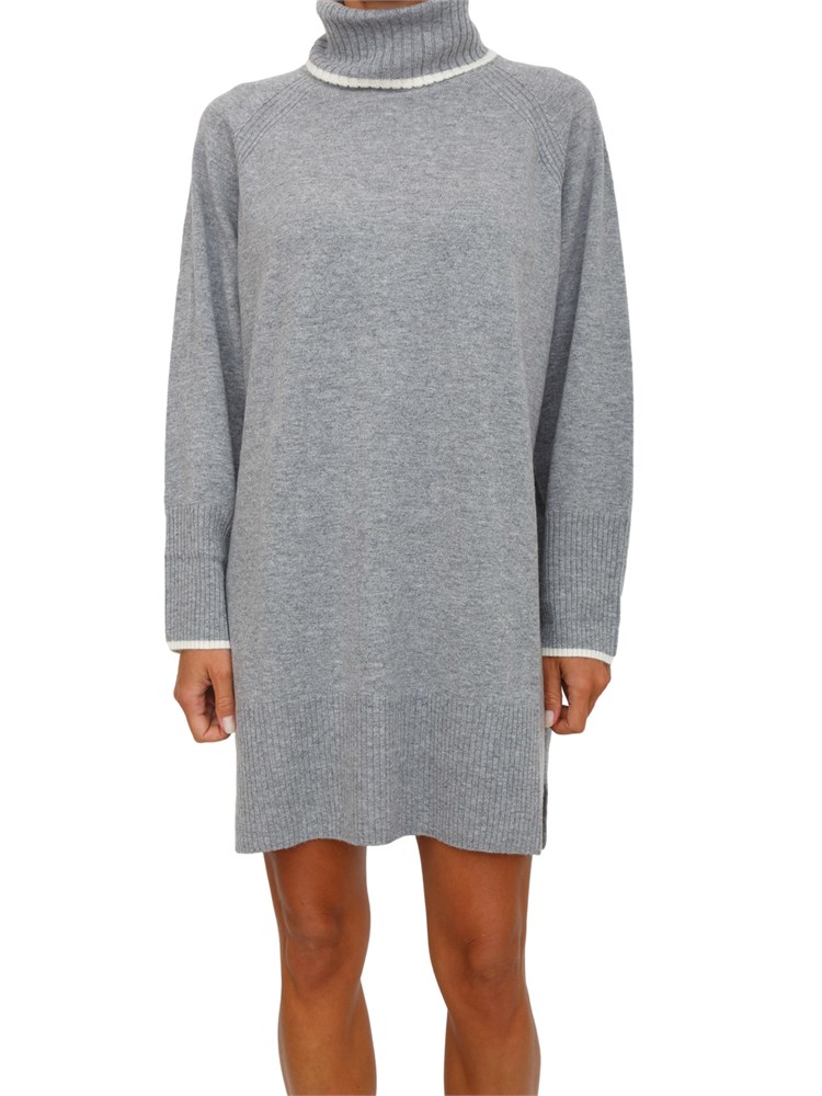 Abito corto Pinko in lana e cashmere grigio a collo alto