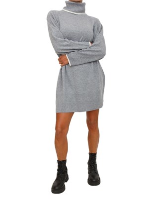 Abito corto Pinko in lana e cashmere grigio a collo alto in DONNA