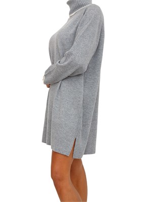 Abito corto Pinko in lana e cashmere grigio a collo alto in DONNA