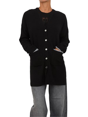 Cardigan lungo Pinko in lana e cashmere nero in DONNA