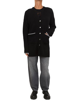Cardigan lungo Pinko in lana e cashmere nero in DONNA