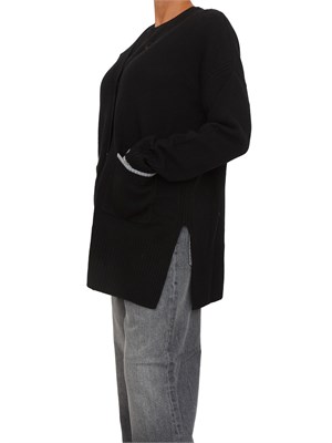 Cardigan lungo Pinko in lana e cashmere nero in DONNA