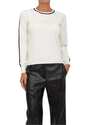 Maglia Liu Jo donna in viscosa bianca con dettagli a contrasto in DONNA