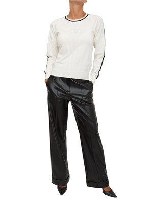 Maglia Liu Jo donna in viscosa bianca con dettagli a contrasto in DONNA