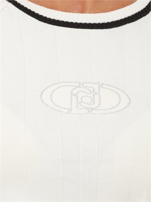 Maglia Liu Jo donna in viscosa bianca con dettagli a contrasto in DONNA