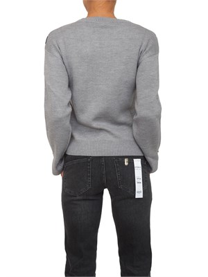 Maglia Liu Jo donna in lana grigia con logo jacquard strass e borchie in DONNA