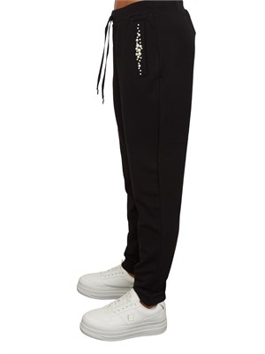 Pantalone tuta Liu Jo donna n viscosa nera con perle in DONNA