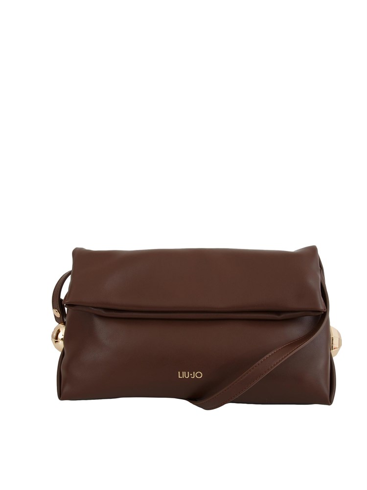 Borsa a spalla media Liu Jo in ecopelle liscia marrone