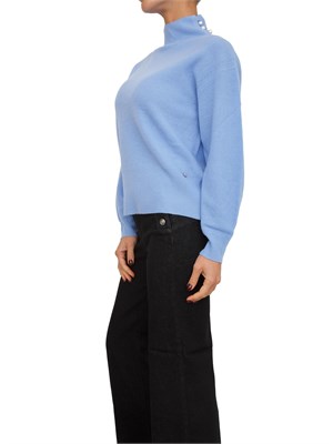Maglia azzurra Liu Jo donna in lana e cashmere con collo alto e perle in DONNA