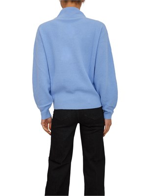 Maglia azzurra Liu Jo donna in lana e cashmere con collo alto e perle in DONNA