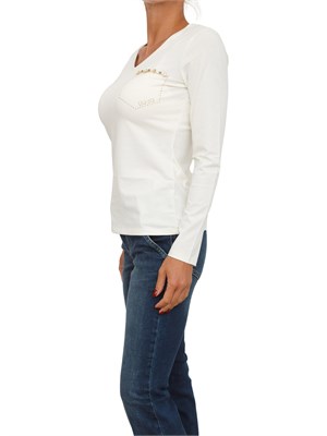 T-shirt Liu Jo donna in cotone avorio con taschino strass in DONNA