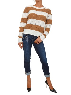 Maglia girocollo Liu Jo donna in misto lana e alpaca cammello in DONNA