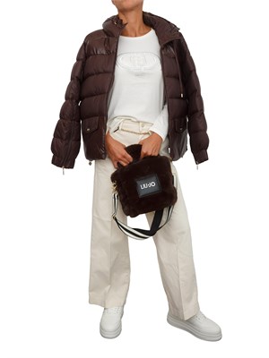 Pantaloni Liu Jo donna in cotone avorio con cintura dorata in DONNA