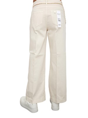 Pantaloni Liu Jo donna in cotone avorio con cintura dorata in DONNA