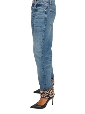 Jeans Liu Jo donna in denim blu con risvolto animalier in DONNA
