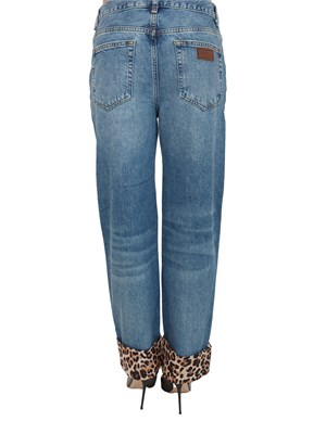 Jeans Liu Jo donna in denim blu con risvolto animalier in DONNA
