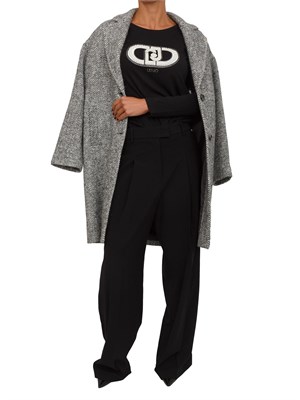 T-shirt Liu Jo donna in cotone nero con logo perle e strass in DONNA