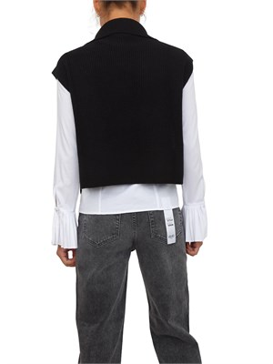 Gilet maglia Liu Jo donna in lana nera con ricamo gioiello in DONNA