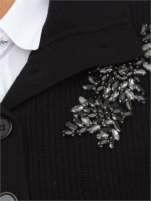 Gilet maglia Liu Jo donna in lana nera con ricamo gioiello in DONNA