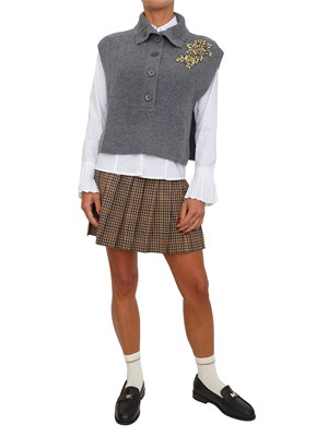 Gilet maglia Liu Jo donna in lana grigia con ricamo gioiello in DONNA