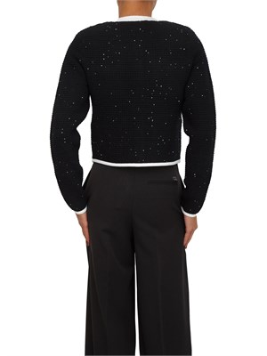 Giacca maglia punto waffle Liu Jo in misto viscosa nera con strass in DONNA