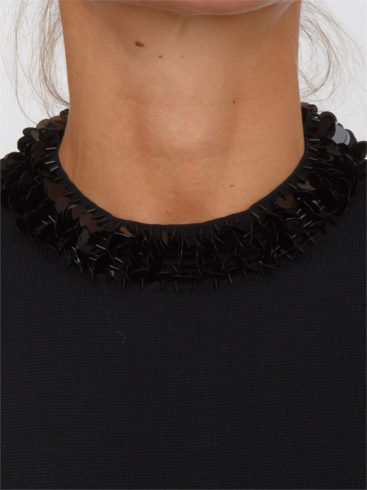 Abito Liu Jo in misto viscosa nero con paillettes collo