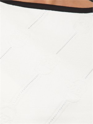 Maglia Liu Jo in misto viscosa bianca con strass e logo all over in DONNA