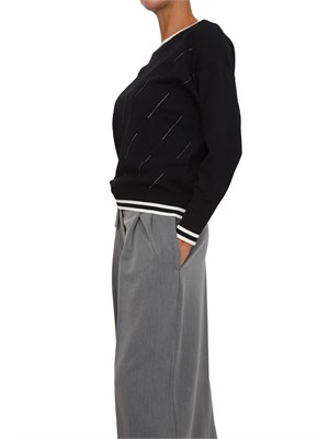 Maglia Liu Jo in misto viscosa nera con strass e logo all over in DONNA