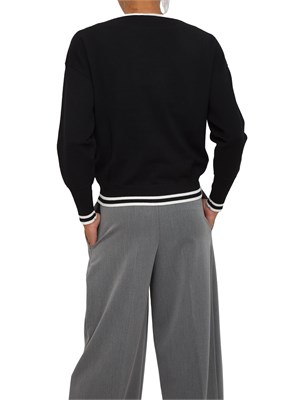 Maglia Liu Jo in misto viscosa nera con strass e logo all over in DONNA