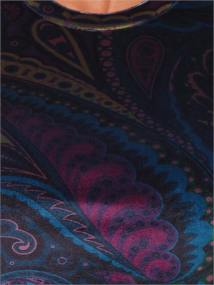 Top Etro donna in ciniglia blu con Paisley multicolor all over in DONNA