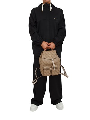 Felpa Guess Jeans donna in cotone logo jacquard nero in DONNA