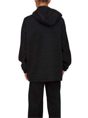 Felpa Guess Jeans donna in cotone logo jacquard nero in DONNA